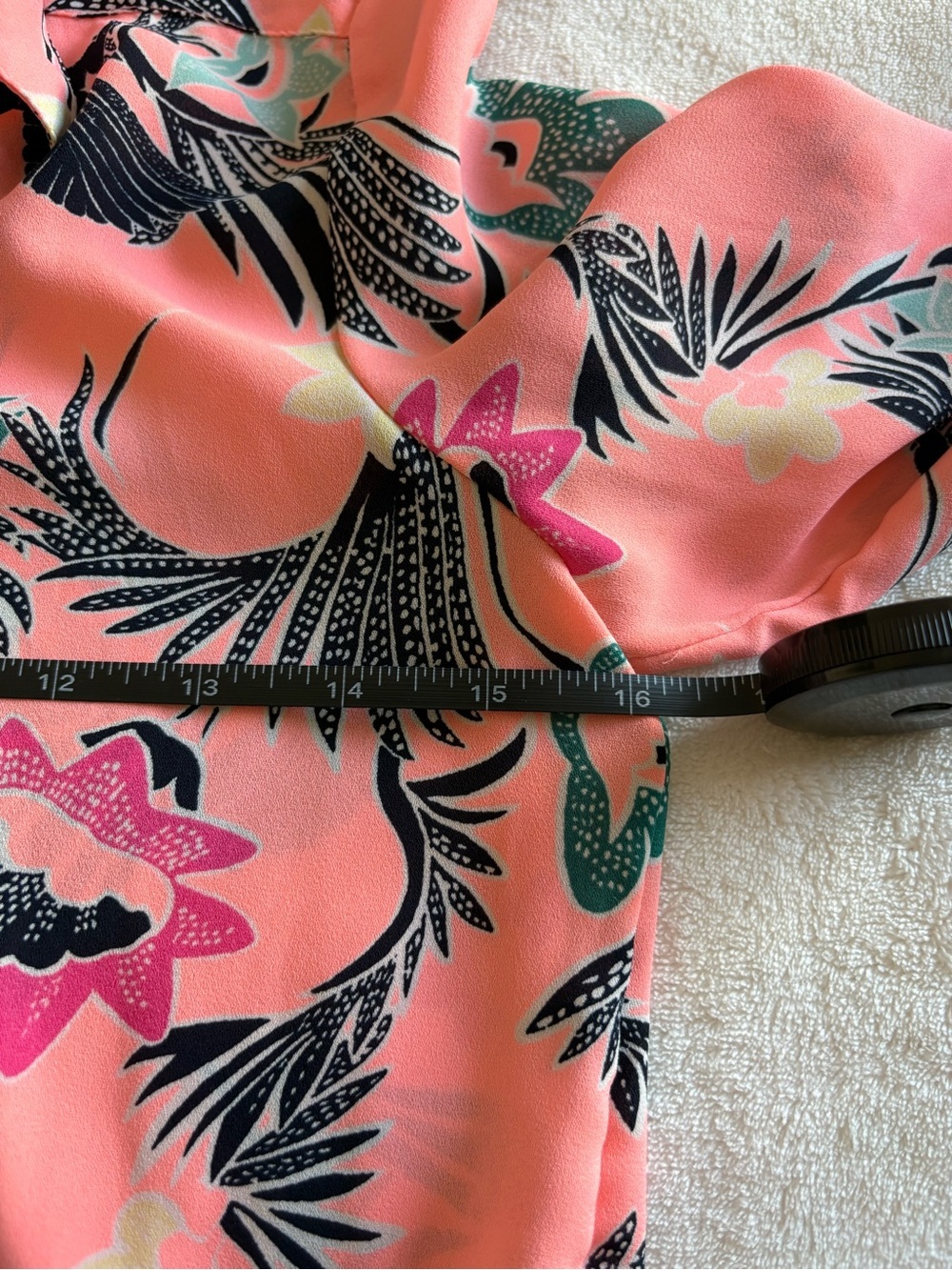 Banana Republic Coral Pink Tropical Print Popover Long Sleeve blouse - Picture 10 of 14